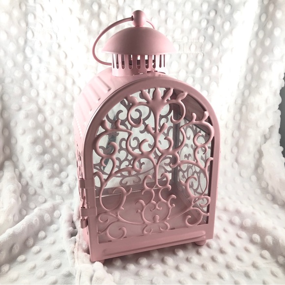 Ikea Pink Metal and Glass Lantern Candle Holder - Picture 1 of 7